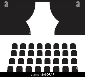 theater stage icon on white background. flat style. theater curtain icon for your web site design, logo, app, UI. cinema symbol. theater stage sign. Stock Vector