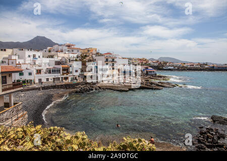 View of bay and coastal town of Playa La Caleta on Tenerife Stock Photo