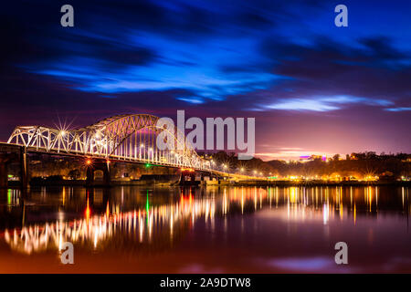 Beautiful Julien Dubuque Bride at night after sunset Stock Photo