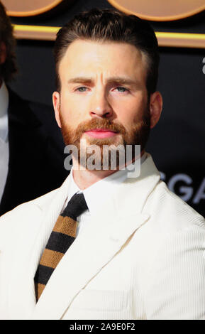 Los Angeles, California, USA 14th November 2019 Actor Chris Evans attends the Los Angeles Premiere of Lionsgate's 'Knives Out' on November 14, 2019 at Regency Village Theatre in Los Angeles, California, USA. Photo by Barry King/Alamy Live News Stock Photo