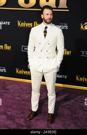 Los Angeles, California, USA 14th November 2019 Actor Chris Evans attends the Los Angeles Premiere of Lionsgate's 'Knives Out' on November 14, 2019 at Regency Village Theatre in Los Angeles, California, USA. Photo by Barry King/Alamy Live News Stock Photo