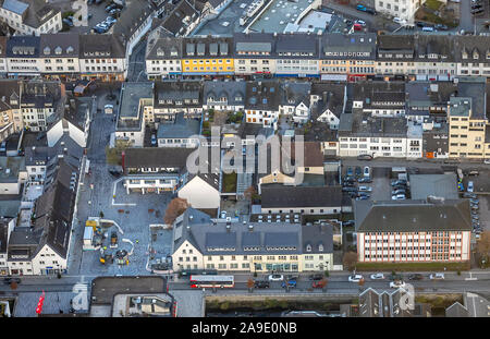 Aerial shots, Meschede city centre, Ruhrstrasse, tiny place, from Stephan street, Meschede, Sauerland, North Rhine-Westphalia, Germany Stock Photo