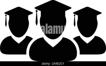 Degree icon vector male student person profile avatar with mortar board hat  symbol for school, college and university graduation in flat color glyph p  Stock Vector Image & Art - Alamy