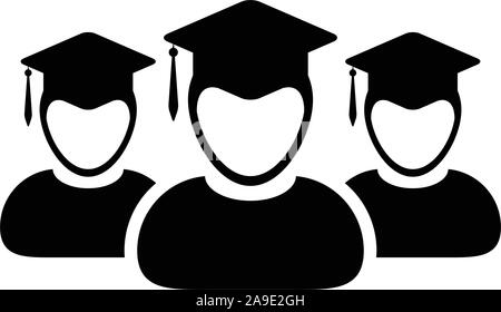 University icon vector male group of students person profile avatar ...