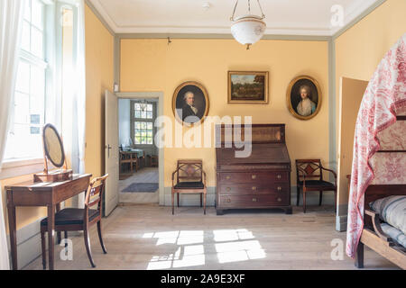 Europe, Denmark, Møn. View into a room of castle Liselund (so-called Liselund Gammel slot). Stock Photo