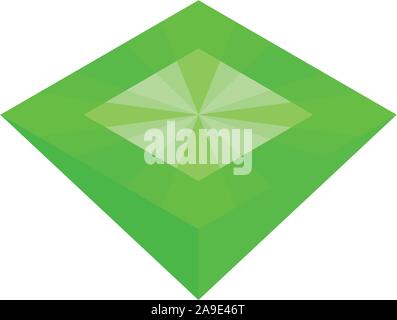 Art green stone icon, isometric style Stock Vector
