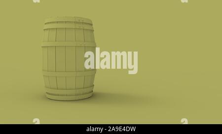 3d rendering of a wooden barrel isolated in studio background Stock Photo