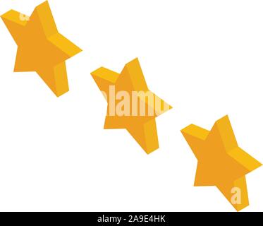 Three star rating icon, isometric style Stock Vector