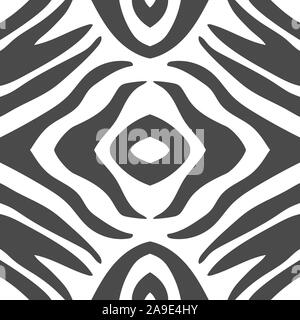 Geometric zebra stripes seamless pattern background. Abstract Black and White animal print. Can be used as fabric texrure or wallpaper. Monochrome Stock Vector