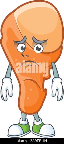 Yummy chicken thigh with afraid character shape Stock Vector