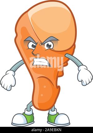Mascot annoyed in the chicken thigh cartoon Stock Vector