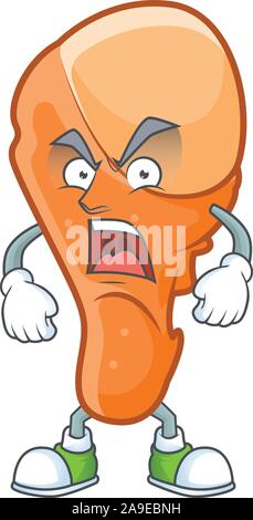 Yummy chicken thigh with angry character shape Stock Vector