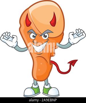 Yummy chicken thigh with devil character shape Stock Vector