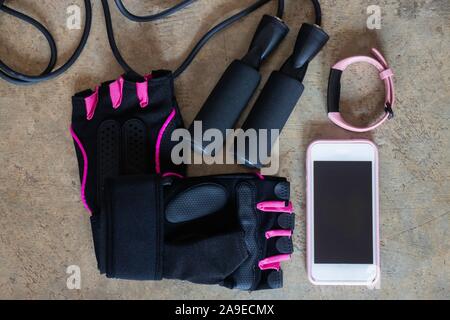 Simple home fitness exercise items, stock photo Stock Photo