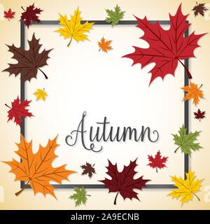 Fall Leaf Thanksgiving frame card in vector format. Stock Vector