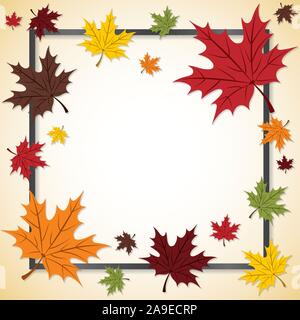 Fall Leaf Thanksgiving frame card in vector format. Stock Vector