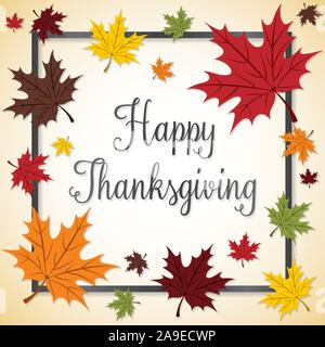Fall Leaf Thanksgiving frame card in vector format. Stock Vector