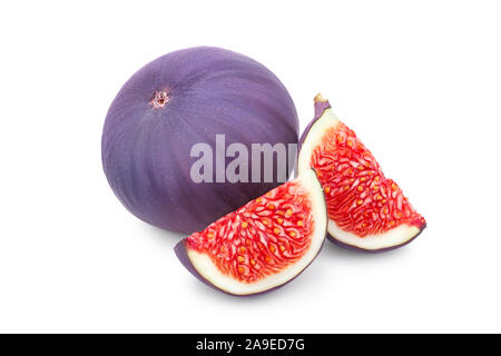 Fresh fig fruit and slices isolated on white background Stock Photo