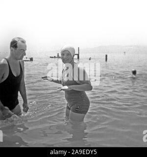 Eva Braun Collection (Album 2) - Man and woman in lake in Germany ca. 1930s or early 1940s Stock Photo