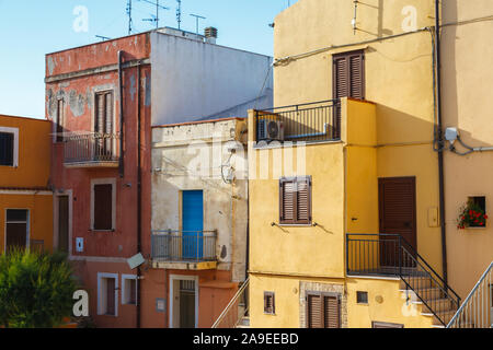 Houses in the Old Town of Termoli, Campobasso, Molise, Italy, Europe, Stock Photo