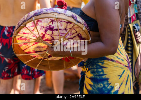 Native American playing drums and singing at the Sacajawea Heritage ...