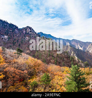 travel to South Korea - colorful rocks in Seoraksan National Park in South Korea in autumn Stock Photo