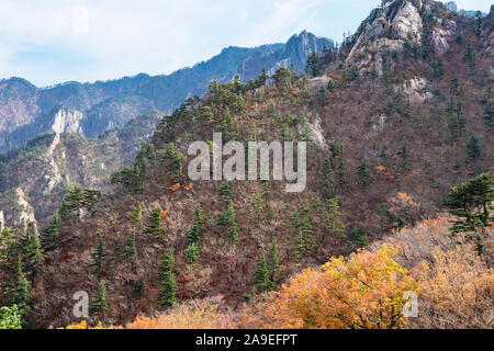 travel to South Korea - overgrown rocks in Seoraksan National Park in South Korea in autumn Stock Photo