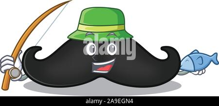fishing mustache with in the cartoon shape Stock Vector
