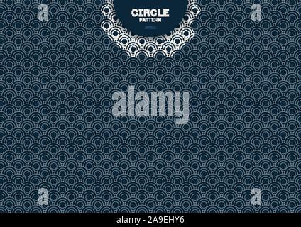 Abstract geometric circle blue background japanese pattern style. Vector illustration Stock Vector