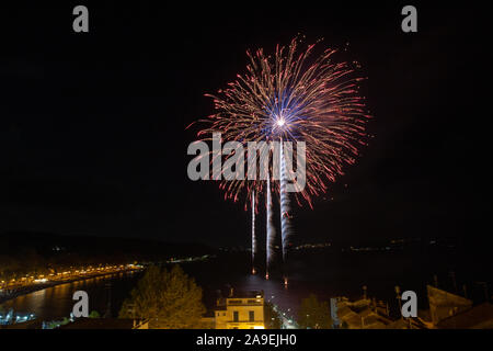 Fireworks on the Bracciano lake Stock Photo