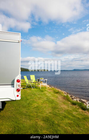 Camping on the lake Stock Photo