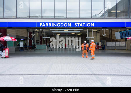 Exterior view of the entrance to the new Farringdon Station, Farringdon, London. Stock Photo