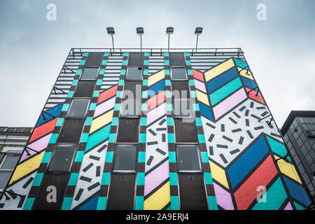 Camille Walala's Dream Come True Building on Great Eastern Street, next to Old Street roundabout, in London's East End, UK Stock Photo