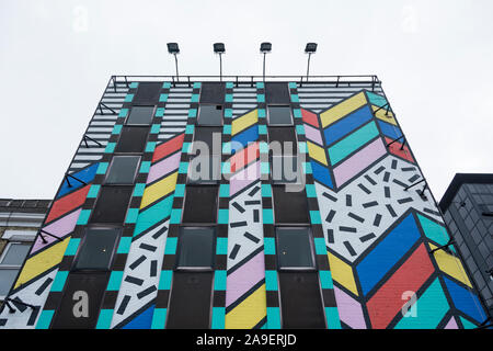 Camille Walala's Dream Come True Building on Great Eastern Street, next to Old Street roundabout, in London's East End, UK Stock Photo