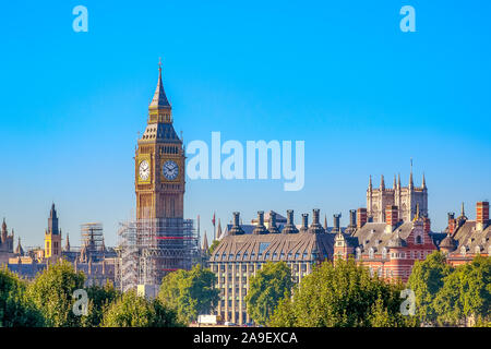 Big Ben in London under construction for maintenance Stock Photo