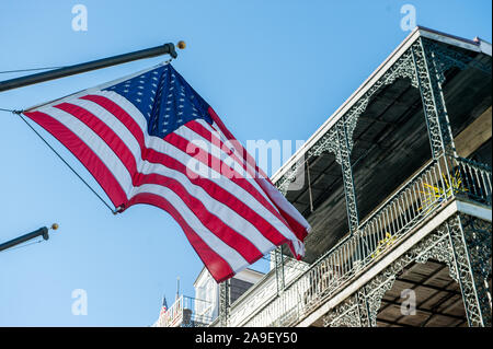 French quarter in New Orleans. This historic district is a major tourist attraction famous for its iconic architecture and nightlife. Stock Photo