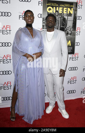 HOLLYWOOD, CA - NOVEMBER 14: Jodie Turner-Smith, Daniel Kaluuya, at AFI FEST 2019 Presented By Audi - 'Queen & Slim' Premiere at TCL Chinese Theatre in Hollywood, California on November 14, 2019. Credit Faye Sadou/MediaPunch Stock Photo