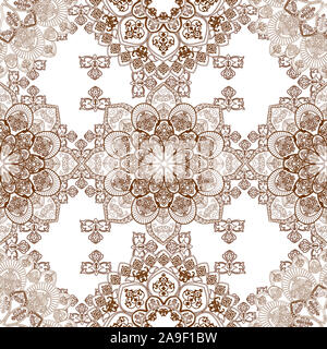 Arabesques in a round pattern with a seamless frame of oriental ornamen Stock Photo