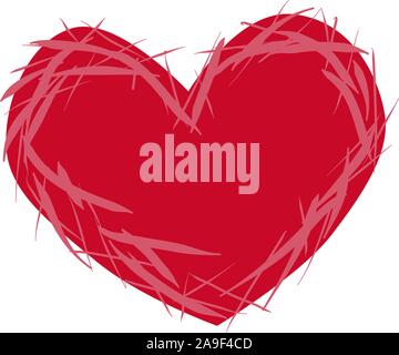 Red heart grange background. Romance backdrop for decor design.  Abstract illustration. Dust, messy, texture Stock Vector