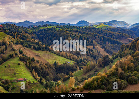 Landscape view of Piatra Craiului national park in Romania Stock Photo