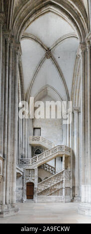 Rouen, Seine-Maritime / France - 12 August 2019: stone staircase leading to library interior view of the cathedral in Rouen Stock Photo