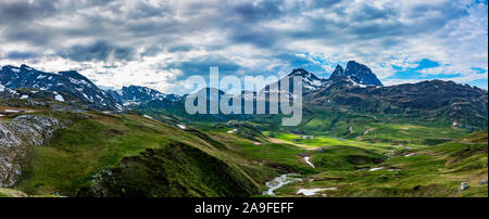 Landscape at the Col du Pourtalet in the Pyrenees panorama Stock Photo