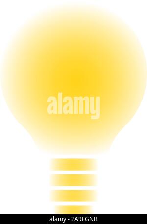 Yellow lamp icon on white isolated background. Light bulb symbol with blurry borders. Electric energy symbol with yellow light inside. Idea, creativit Stock Vector
