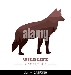 Download Wildlife Adventure Wolf Silhouette With Forest Landscape Vector Illustration Eps10 Stock Vector Image Art Alamy