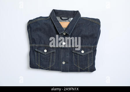 Denim jacket on white background Photography in landscape format