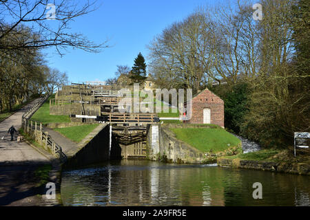 Five Rise Locks, Bingley in Winter, Yorkshire Stock Photo