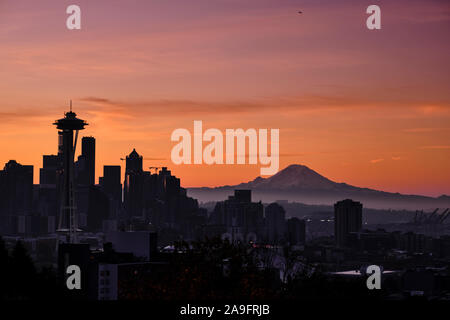 Downtown Seattle during sunrise, Photo 2 of a Panorama Stock Photo