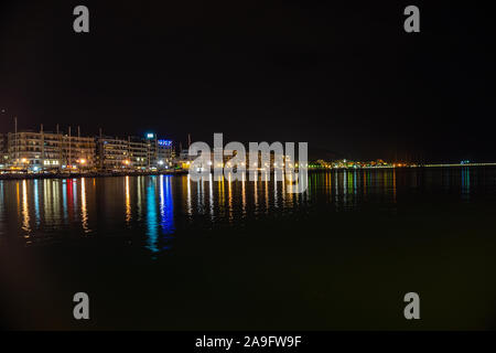 Beautiful night view of Volos city, Greece Stock Photo