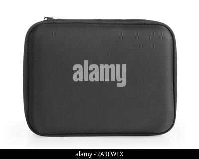 Small black textured case. Isolated on white, clipping path included Stock Photo