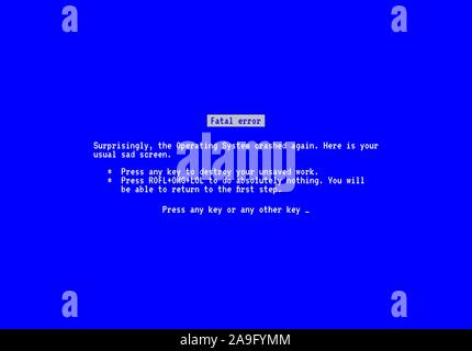 Blue screen with operating system error message Stock Vector